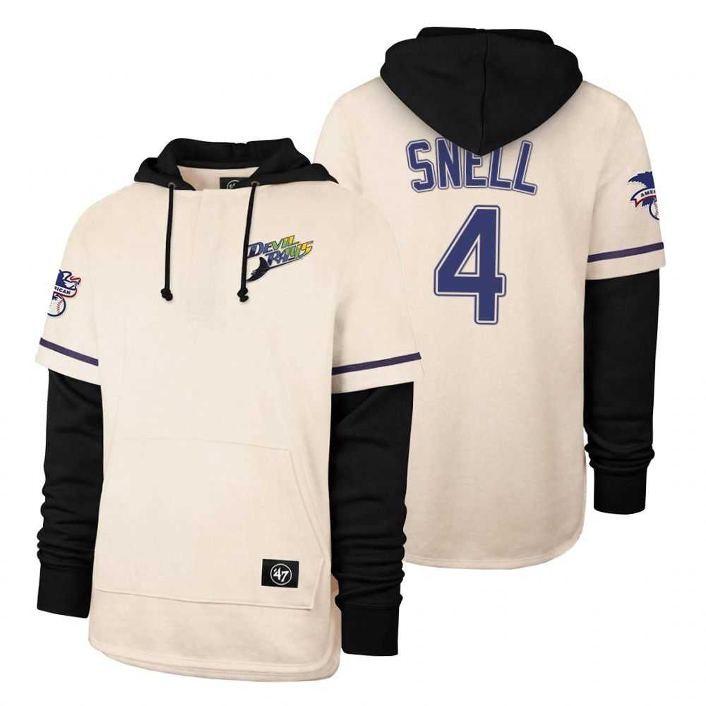 Men Tampa Bay Rays 4 Snell Cream 2021 Pullover Hoodie MLB Jersey